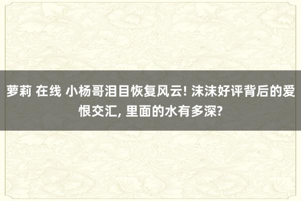 萝莉 在线 小杨哥泪目恢复风云! 沫沫好评背后的爱恨交汇， 里面的水有多深?