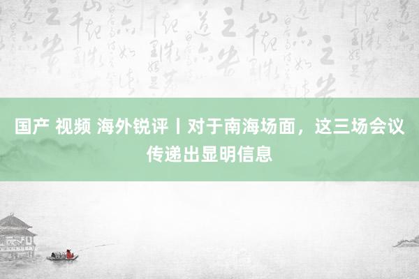 国产 视频 海外锐评丨对于南海场面，这三场会议传递出显明信息