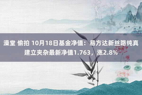 澡堂 偷拍 10月18日基金净值：易方达新丝路纯真建立夹杂最新净值1.763，涨2.8%