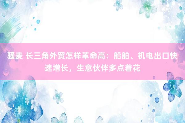 骚麦 长三角外贸怎样革命高：船舶、机电出口快速增长，生意伙伴多点着花