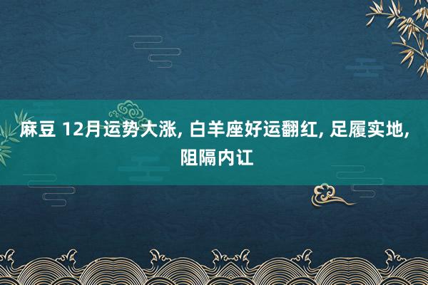 麻豆 12月运势大涨， 白羊座好运翻红， 足履实地， 阻隔内讧