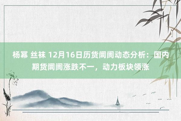 杨幂 丝袜 12月16日历货阛阓动态分析：国内期货阛阓涨跌不一，动力板块领涨