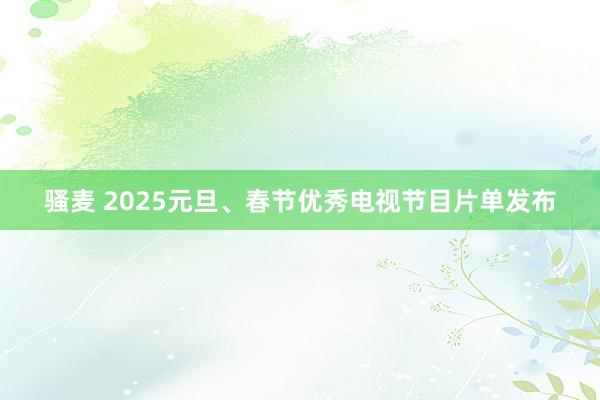 骚麦 2025元旦、春节优秀电视节目片单发布