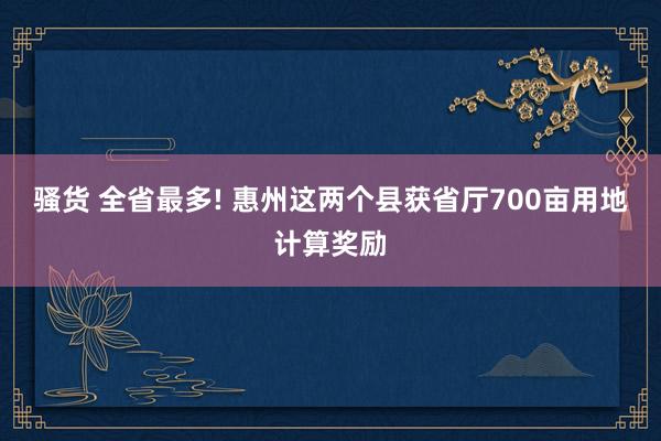 骚货 全省最多! 惠州这两个县获省厅700亩用地计算奖励