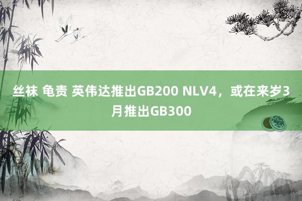 丝袜 龟责 英伟达推出GB200 NLV4，或在来岁3月推出GB300